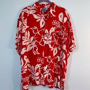 Mens Red And White Fly Surf Tahiti XXL Hawaiian Shirt